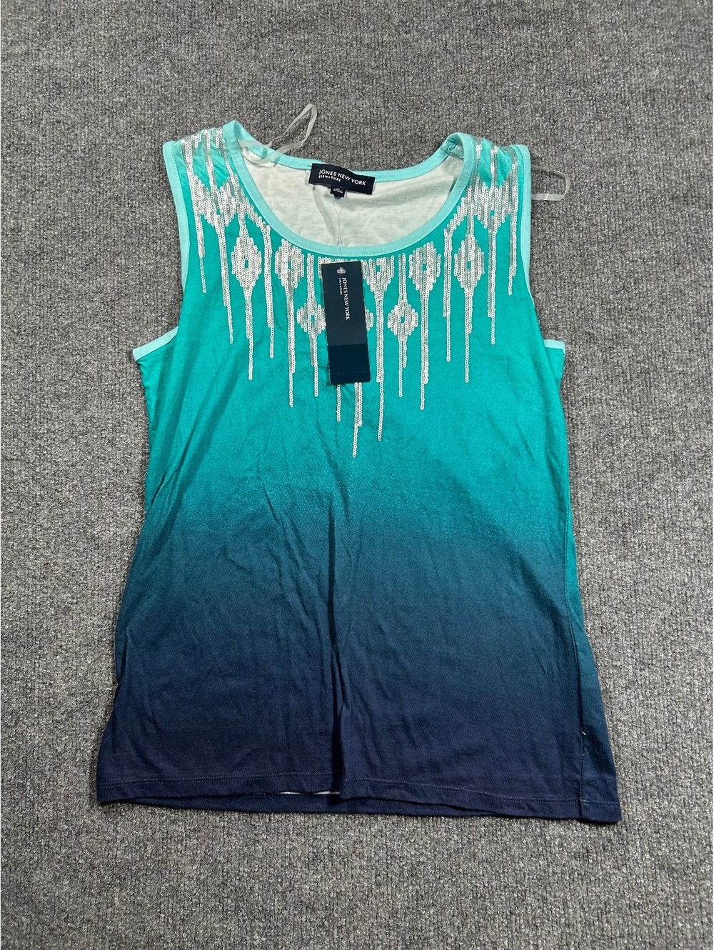 Jones New York Signature Women's Sleeveless Ombre Tank Top with Sequin Detail
